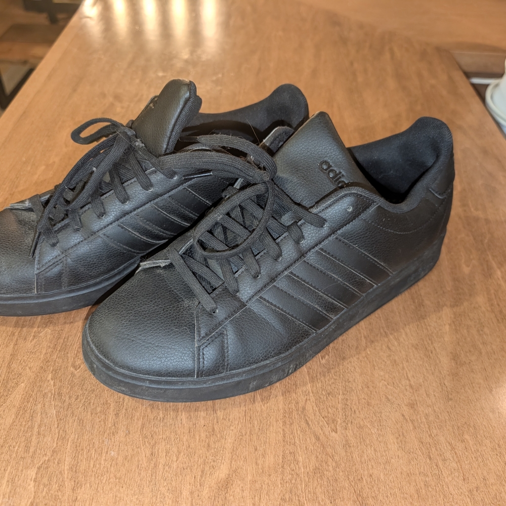adidas All-Black Low-Top Leather Sneakers